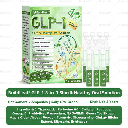 Official Store | BuildLeaf® GLP-1 8-in-1 Slim & Healthy Oral Solution (Once a day, results in 7 days), With 100 Billion CFU Active Probiotics ✅ Supports weight management, heart health, diabetes, gut & women’s health, while firming skin & boosting energy.