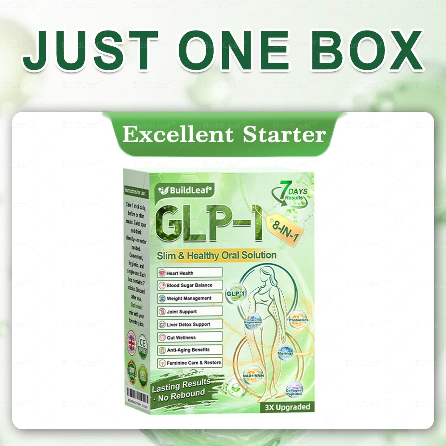 Official Store | BuildLeaf® GLP-1 8-in-1 Slim & Healthy Oral Solution (Once a day, results in 7 days), With 100 Billion CFU Active Probiotics ✅ Supports weight management, heart health, diabetes, gut & women’s health, while firming skin & boosting energy.